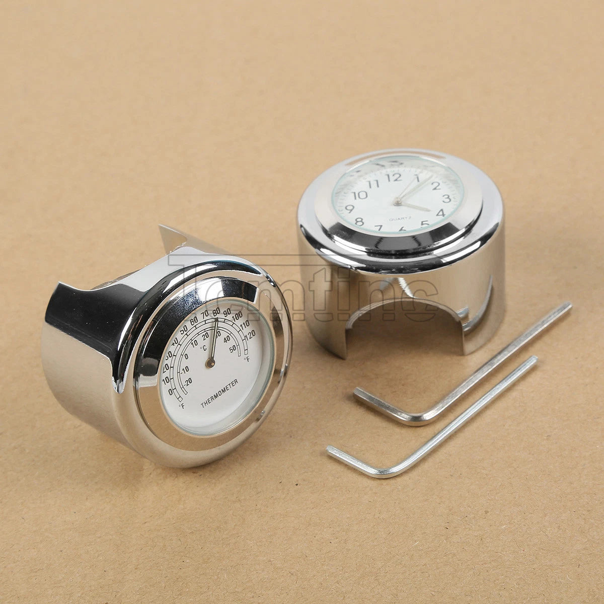 Handlebar Dial Clock Temp Thermometer for Harley Motorcycle