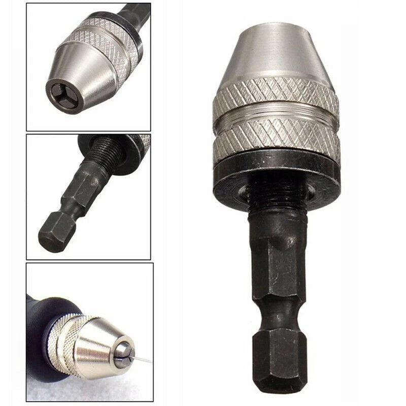 1/4 Inch Hex Shank Keyless Drill Bit Chuck Adapter Converter Quick Change Tool