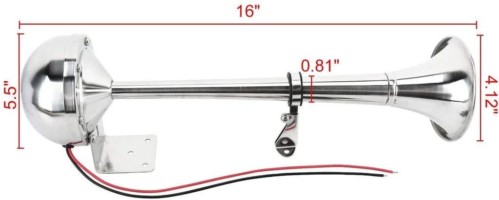 12V 115DB Stainless Steel Single Trumpet Horn for Universal Marine Boat Truck RV