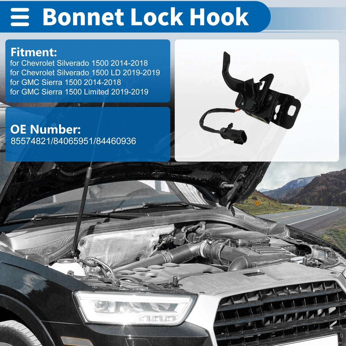 Hood Latch Assembly for Chevrolet Silverado 1500 (2014–2018) No. 85574821