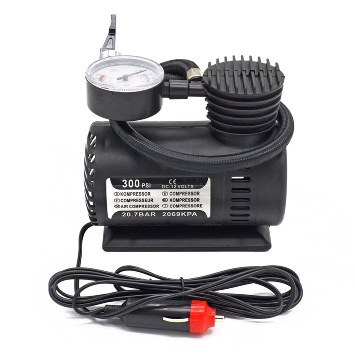 Air Compressor Pump with Nozzle Adaptors for DC Outlet/Cigarette Lighter