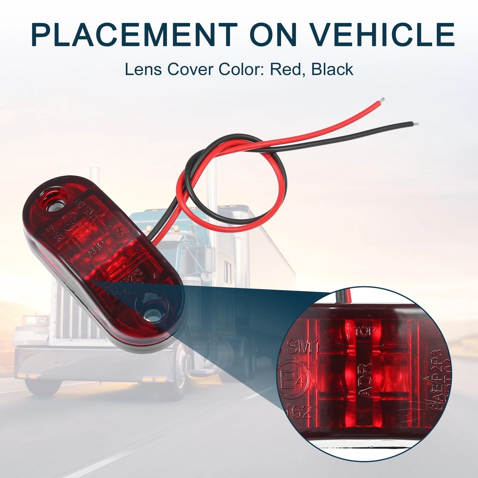 Trailer Marker Lights 24V Waterproof LED Oval Red for Truck Trailer (2000–2000)