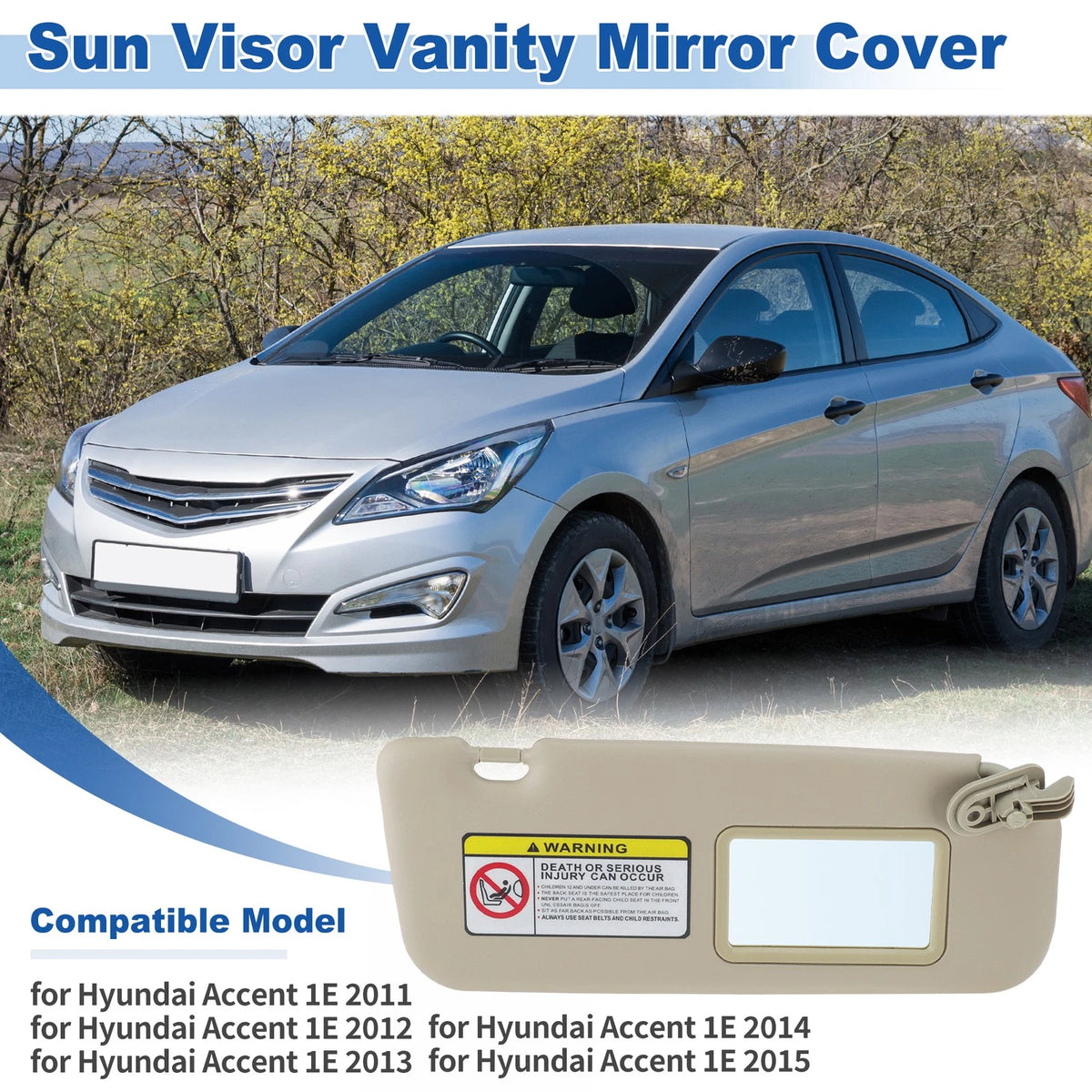 Right Side Sun Visor Replacement for Hyundai Accent 1E (2011–2015)