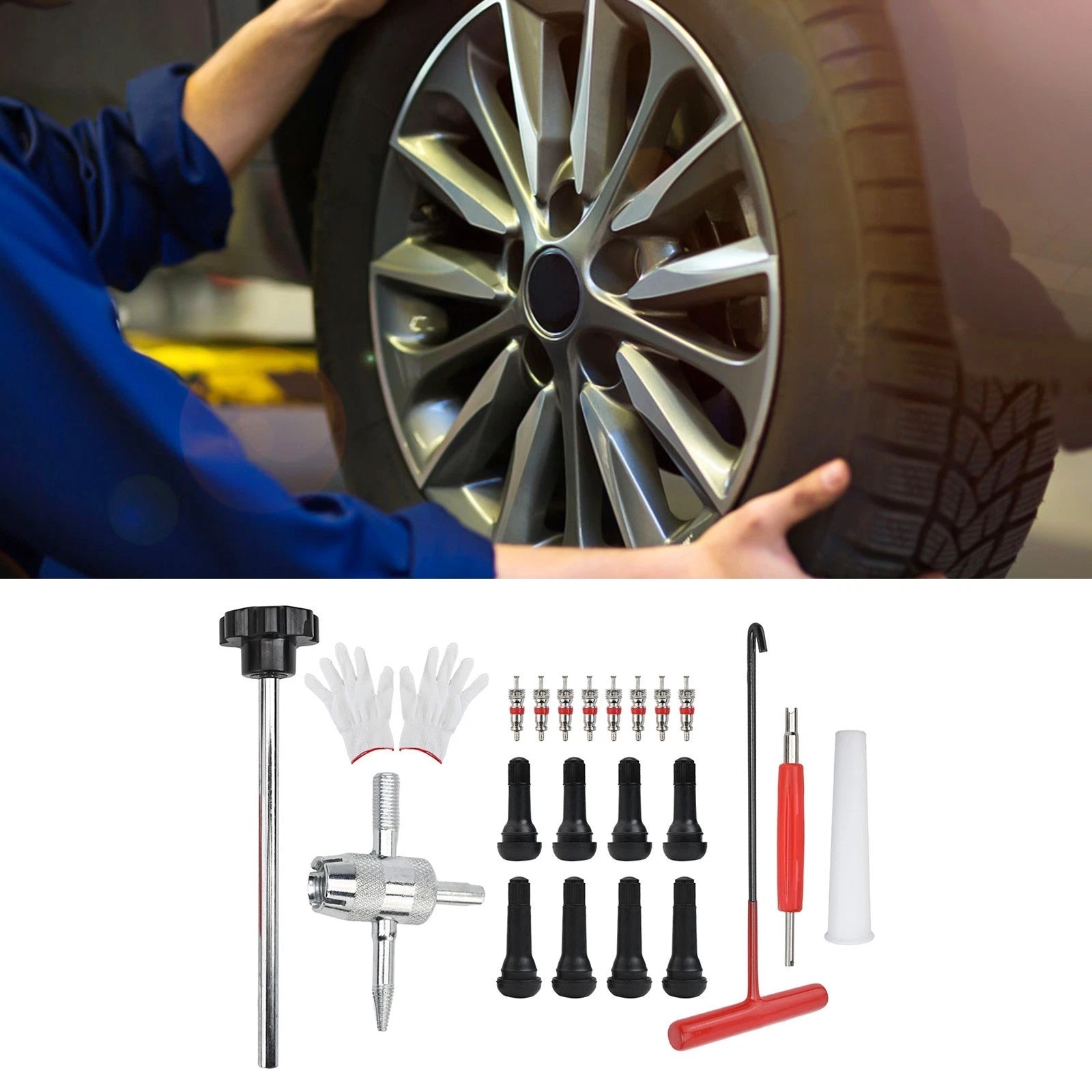 Tire Maintenance Tool Kit for Universal Use (Lightweight, Portable)