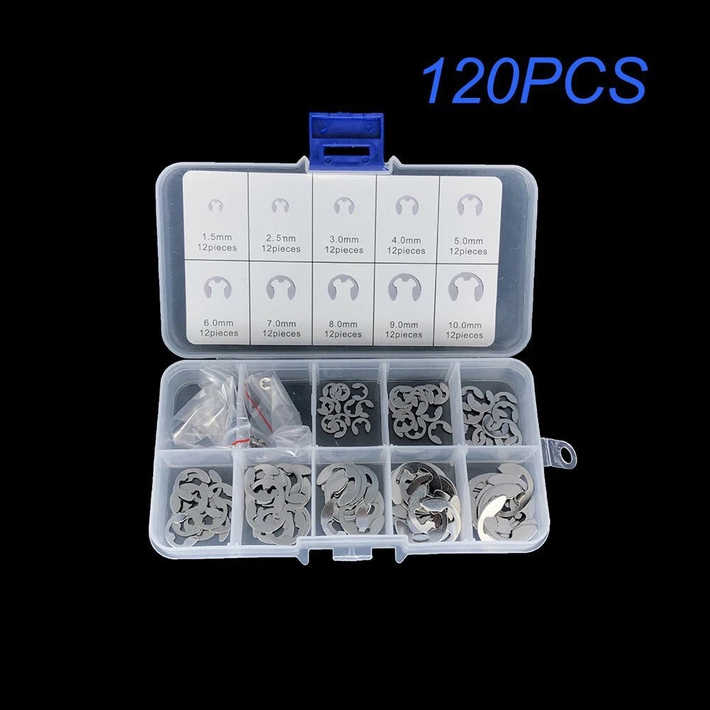 Set of 10 Snap Ring E Clips 1.5mm, 3.5mm, 12mm