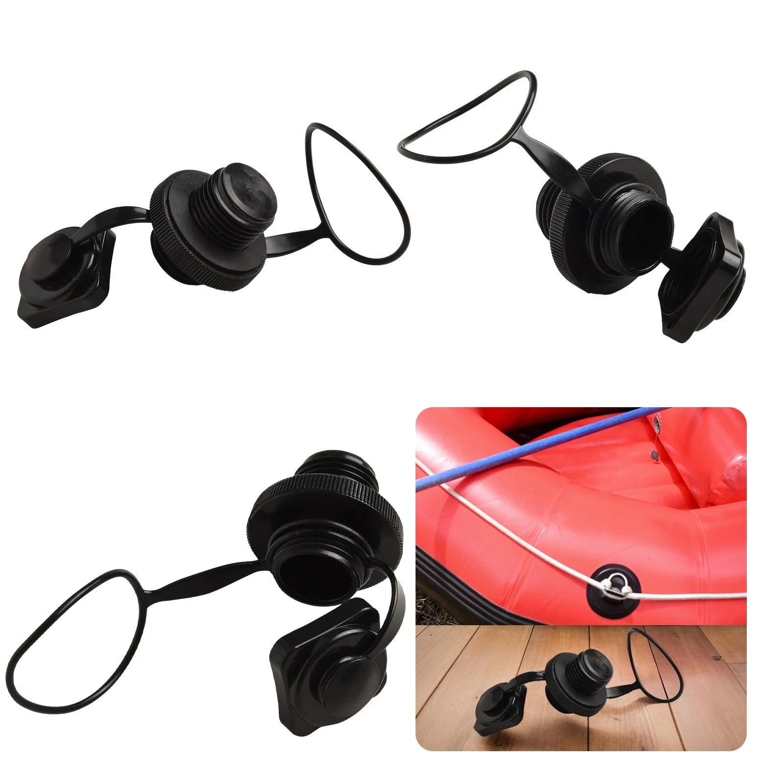 2X Inflatable Boat Air Valve Cap ABS Plastic Leak Proof