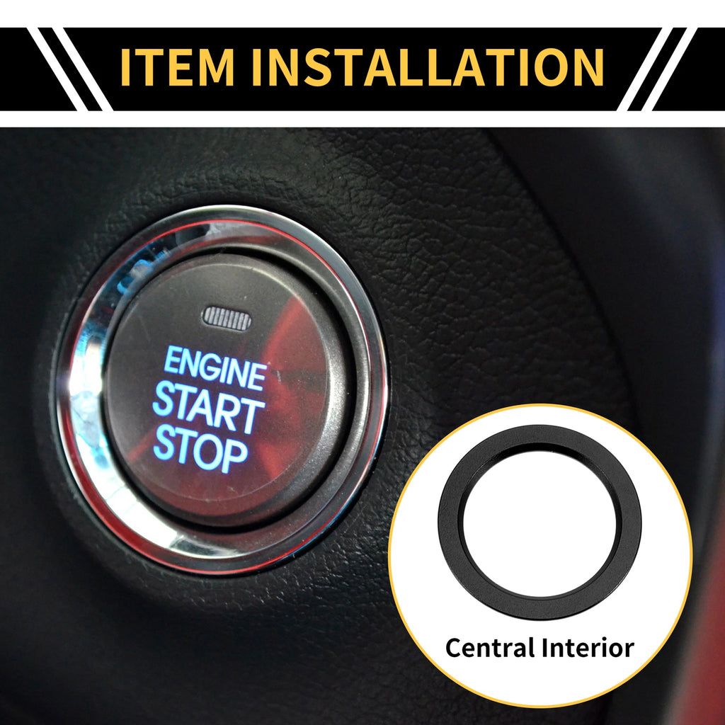 Engine Start Stop Button Knob Cover Ring for Toyota Tacoma (2016–2023) Black