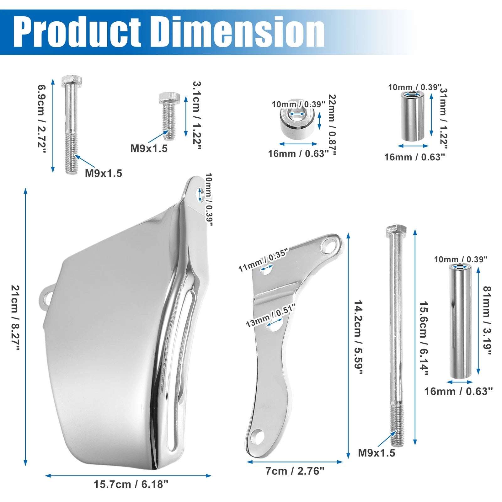 Water Pump Alternator Bracket Kit for Chevy SBC 305 (Silver Tone) (1968–1970)