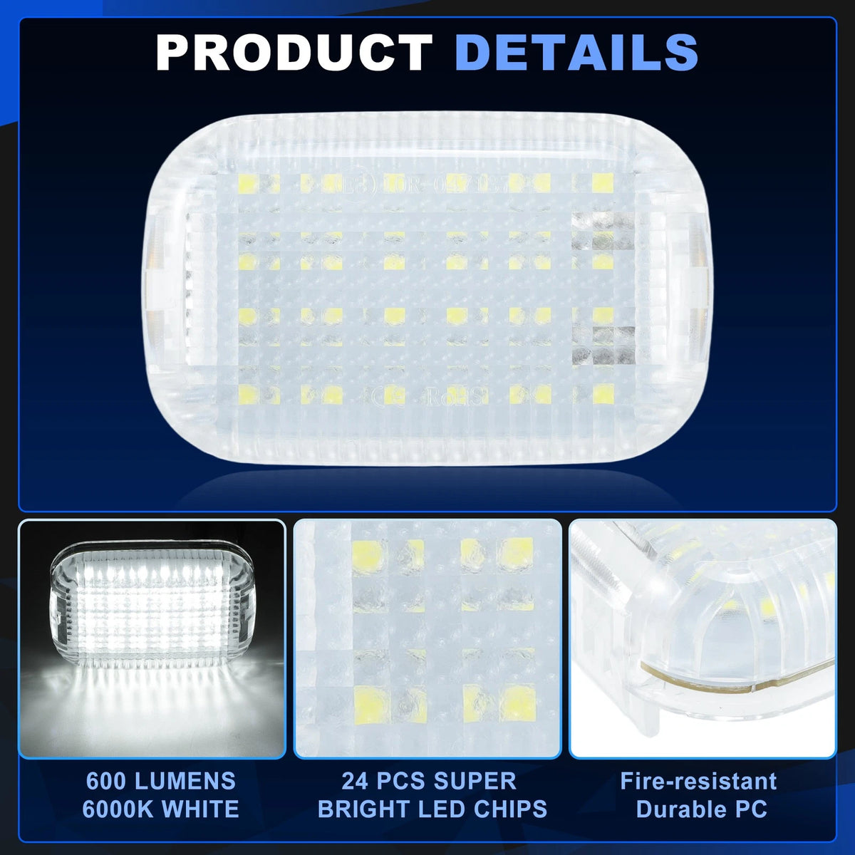 2X Interior LED Dome Light for Ford Transit 150 250 350 HD (2015–2024)