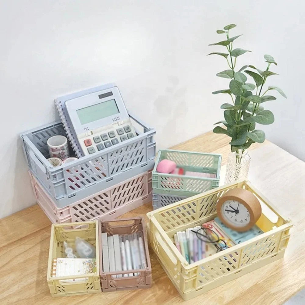 Plastic Folding Basket for Snack Storage Desktop Organizer