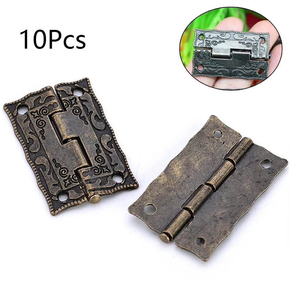 10Pcs Antique Embossing Butt Hinge for Door Window Cabinet (36x23mm)