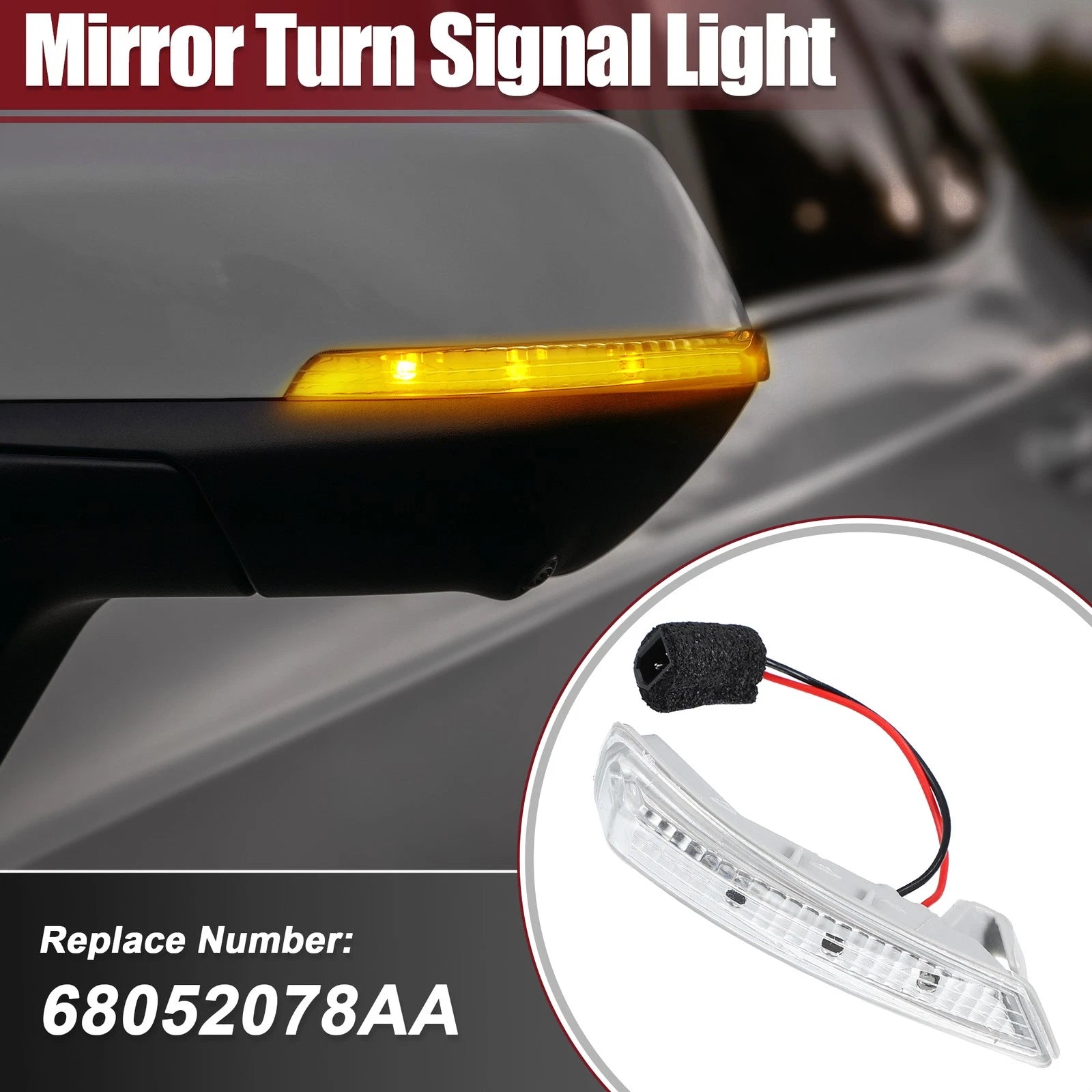 LED Right Side Mirror Turn Signal Light Replacement for Chrysler Dodge (2011–2020)