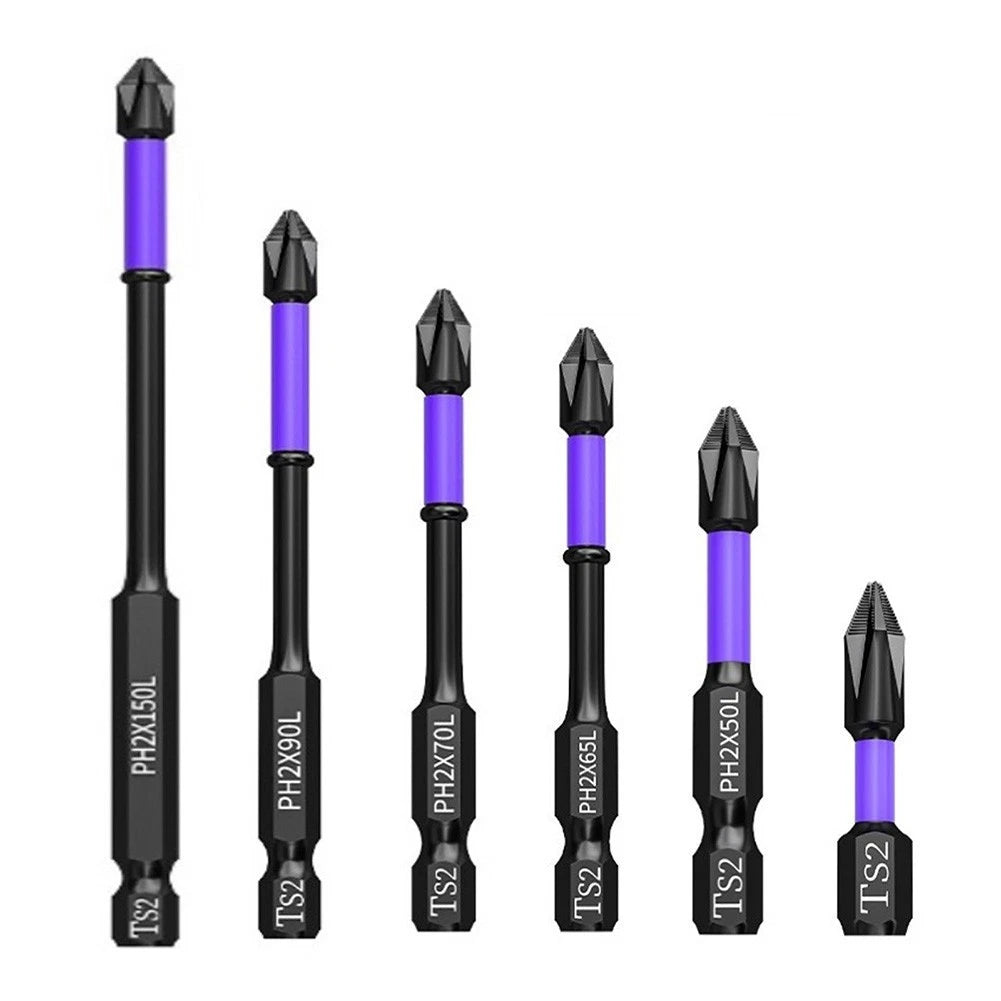 Set of 5 PH2 Magnetic Screwdriver Bits for Industrial Use