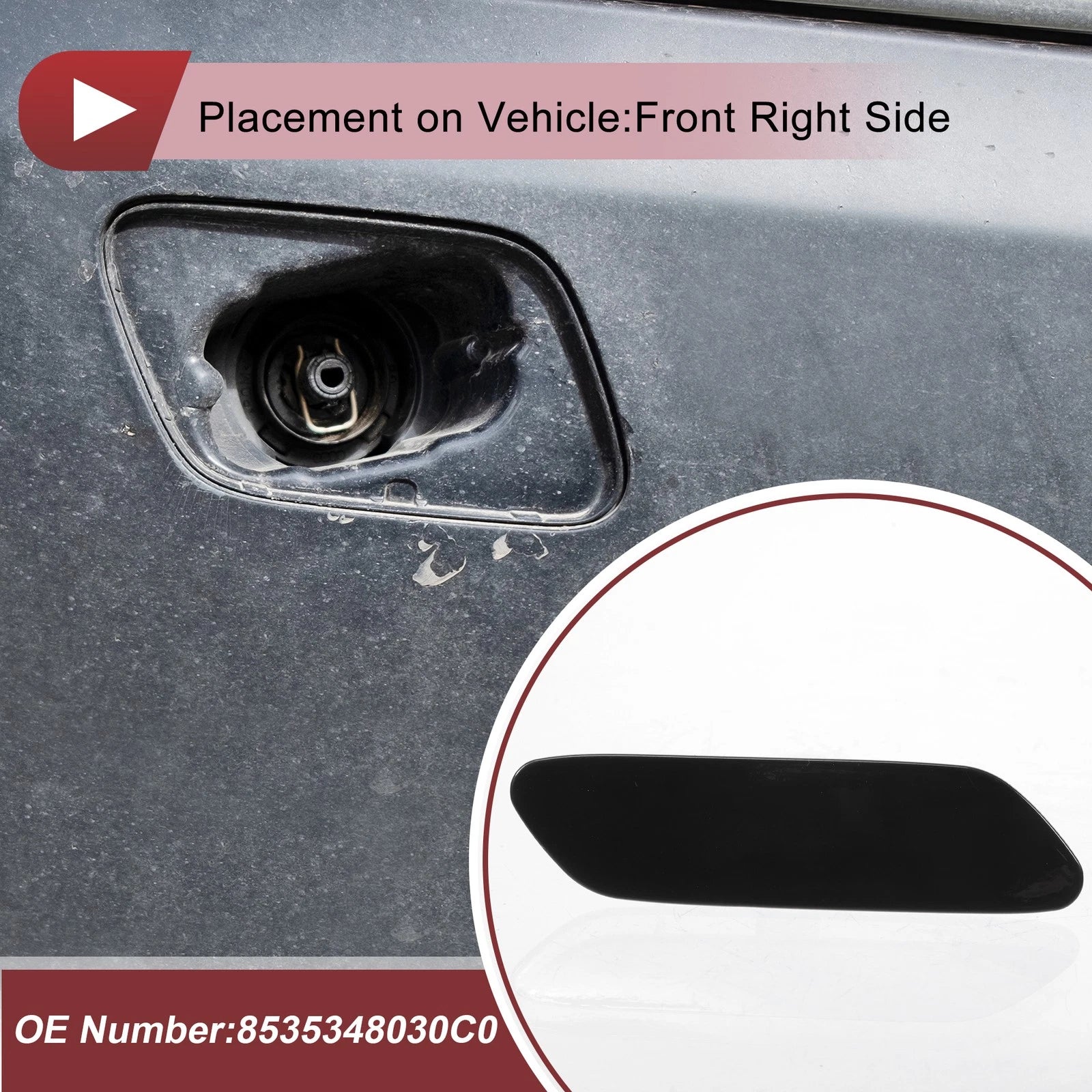 Washer Nozzle Cover Cap Front Right for Lexus RX350 (2016–2019) Black