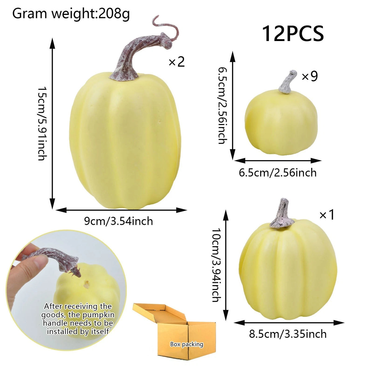 12 Piece Matte Finish Foam Pumpkins for Thanksgiving Halloween Decor