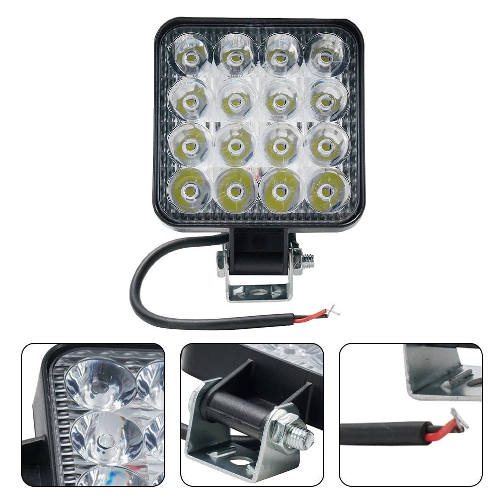 16 LED Waterproof Spotlight for Truck Off Road Tractor (12V 24V)
