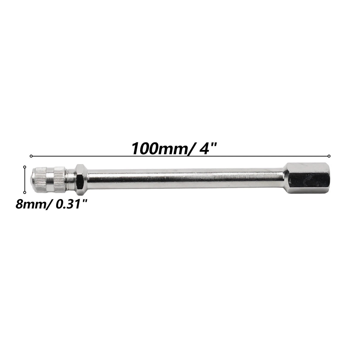 Set of 4 Tyre Valve Extension Rods for Auto Car (Portable, Silver Tone)