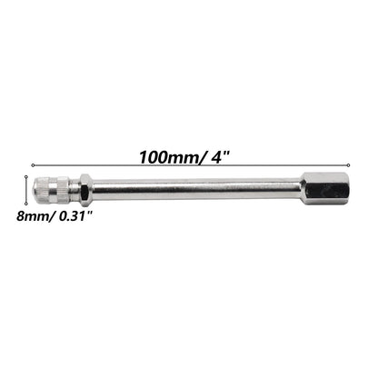 Set of 4 Tyre Valve Extension Rods for Auto Car (Portable, Silver Tone)