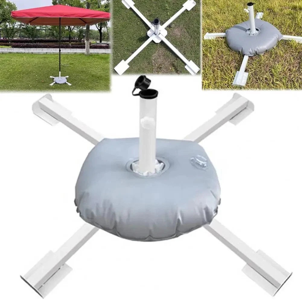 Adjustable Metal Base for Garden Parasols with Water Bag Stability