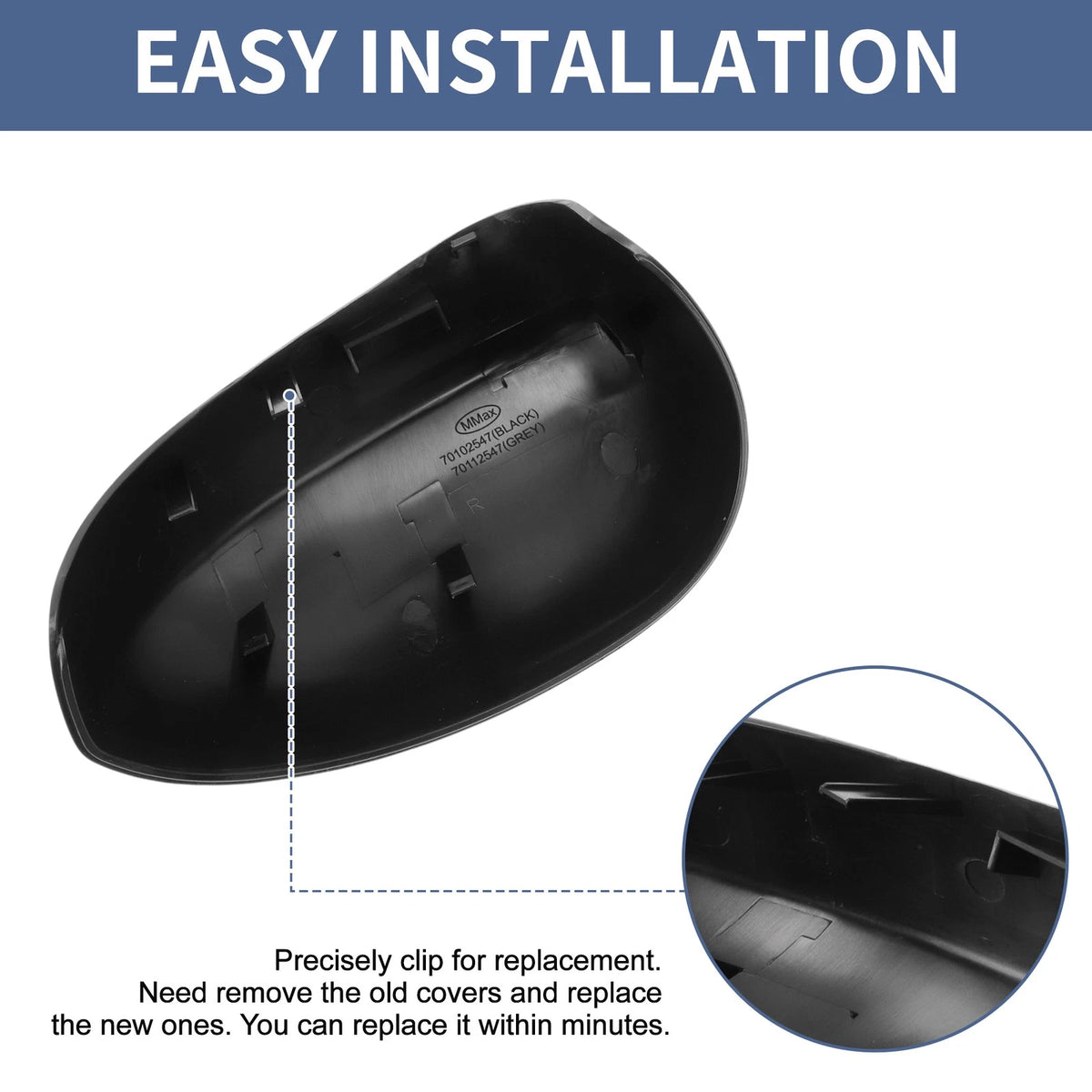 Right Driver Side Mirror Cover Cap for Fiat Grande Punto (2005–2018)
