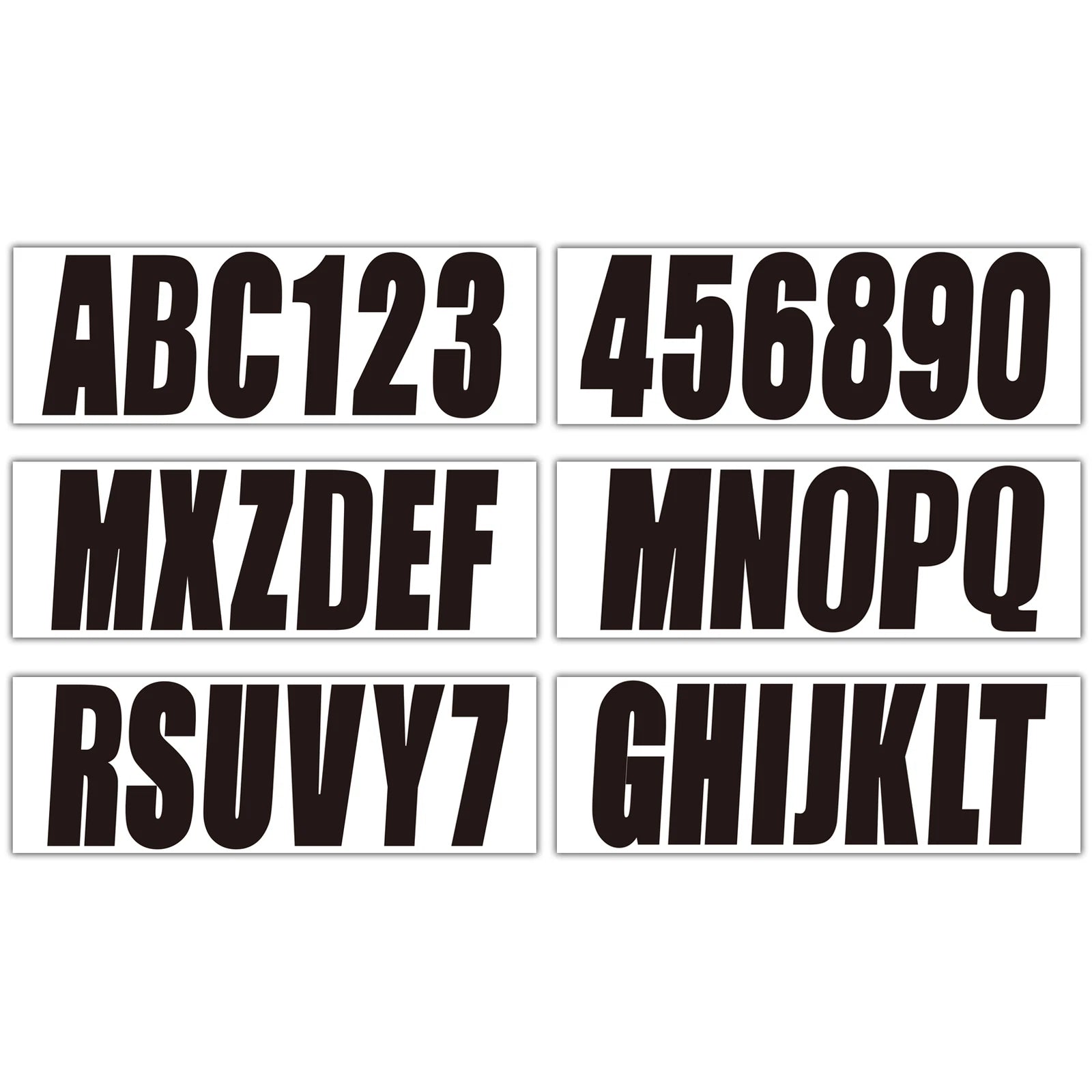 Set of 4 Black Boat Registration Numbers & Letters Marine Vinyl Stickers