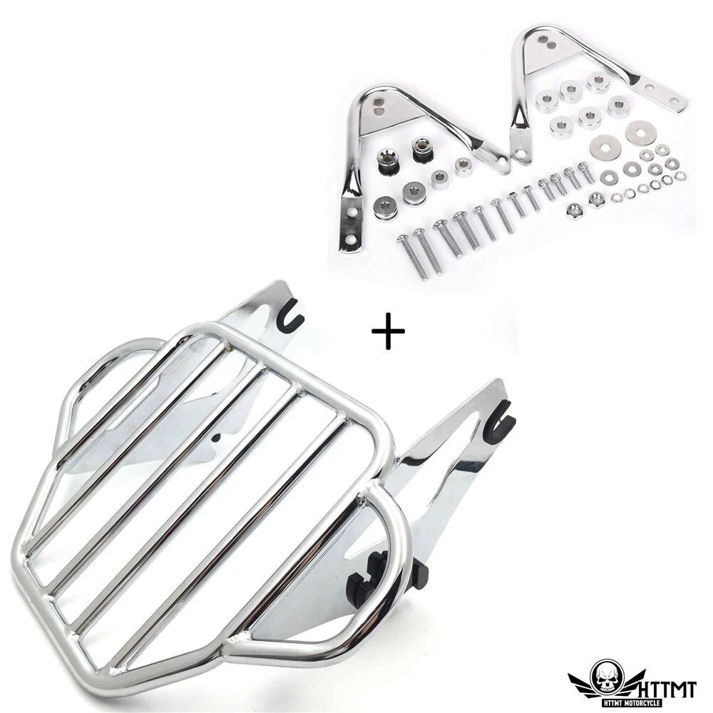 2X Chrome Detachables Luggage Rack Docking for Harley Touring Road King (1997–2008)