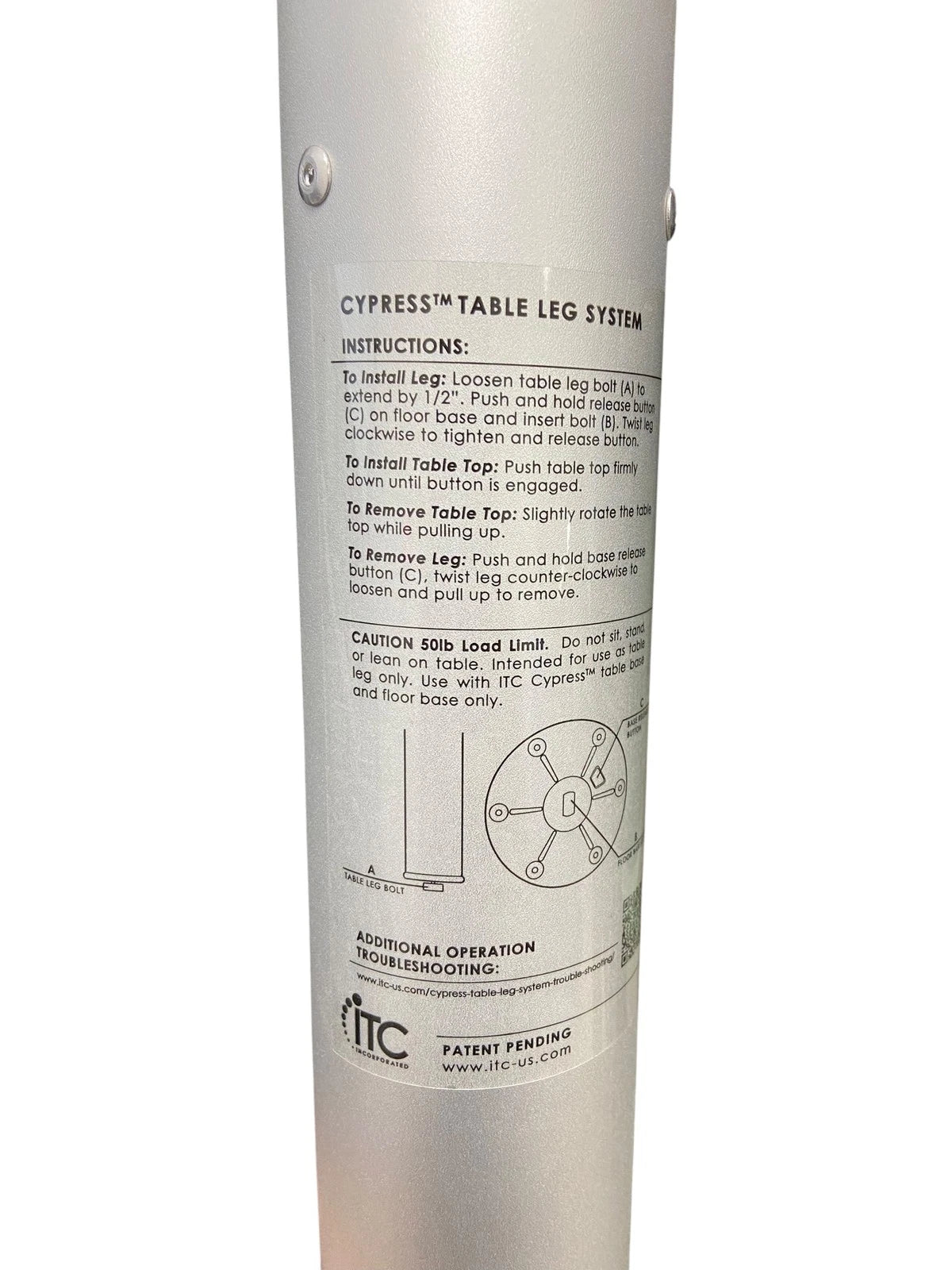 Replacement Leg Poste for ITC Cypress Side Table (15")