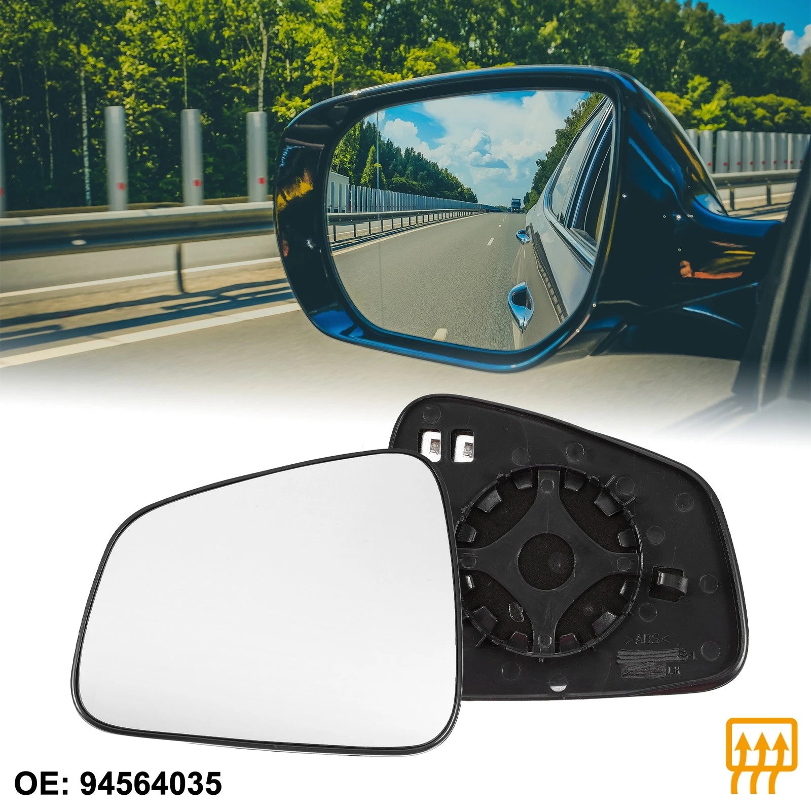 Rearview Heated Mirror Glass Left Side with Backing Plate for Chevrolet Trax (2017–2023)