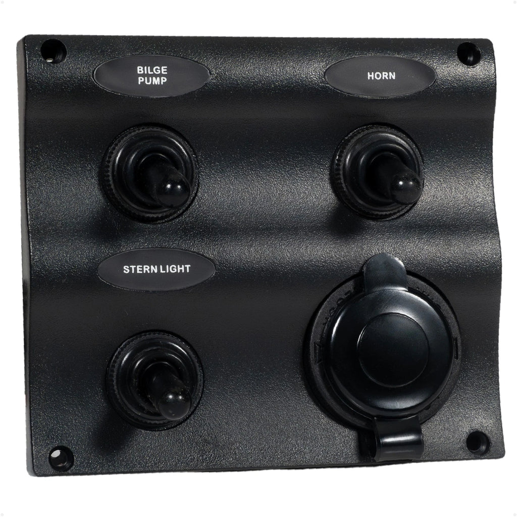 3 Gang Toggle Switch Panel with Power Socket for Boat (Universal)