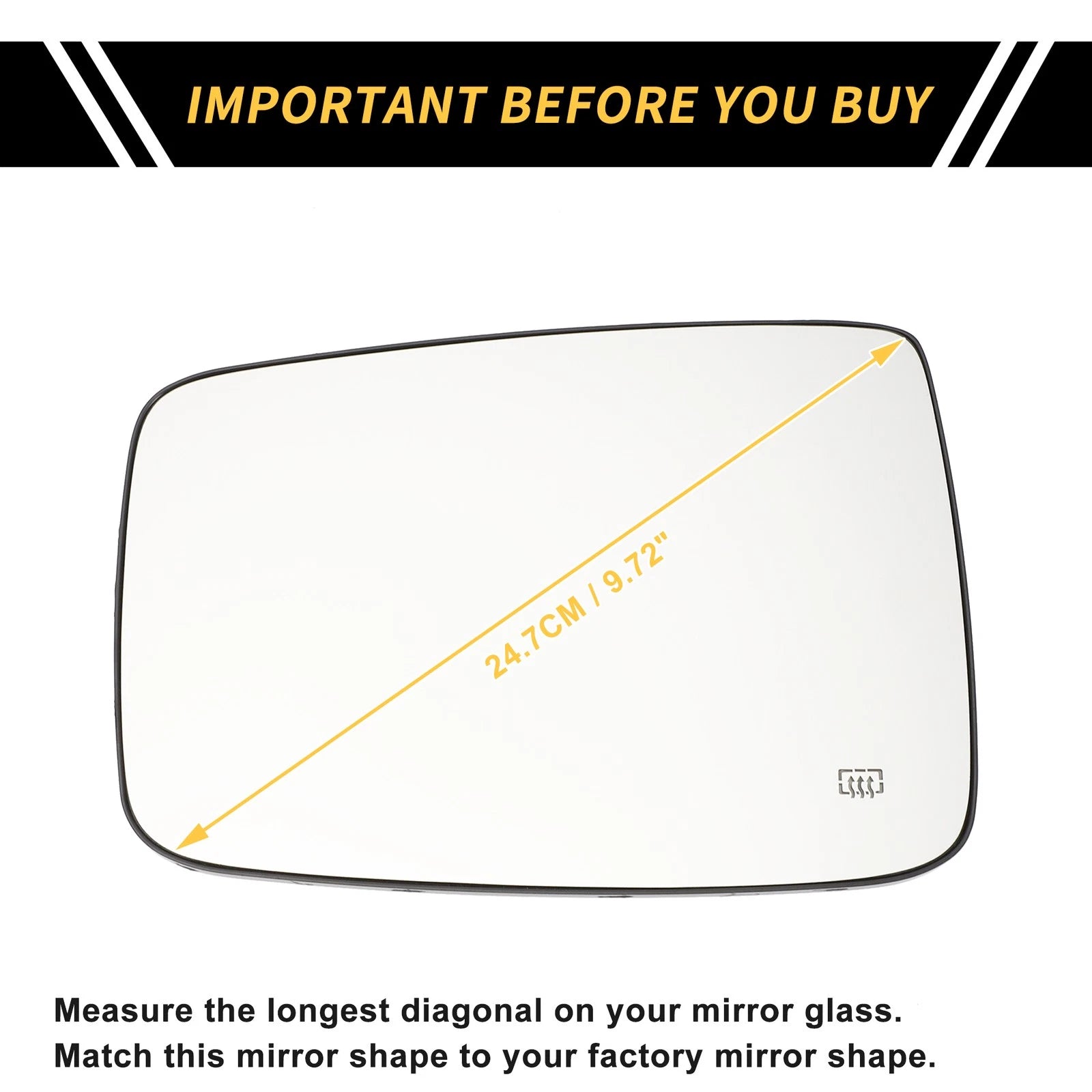 Heated Left Mirror Glass Replacement for Dodge Ram 1500 2500 (2009–2018)