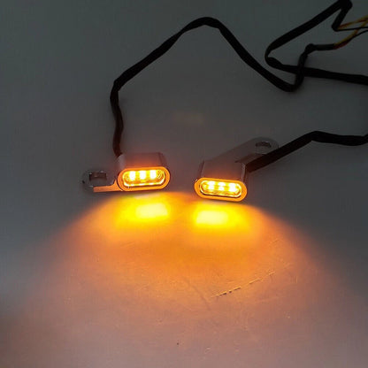 Pair Front Turn Signal Mini Light for Harley 1996-17 Dyna Models Chrome+Smoke