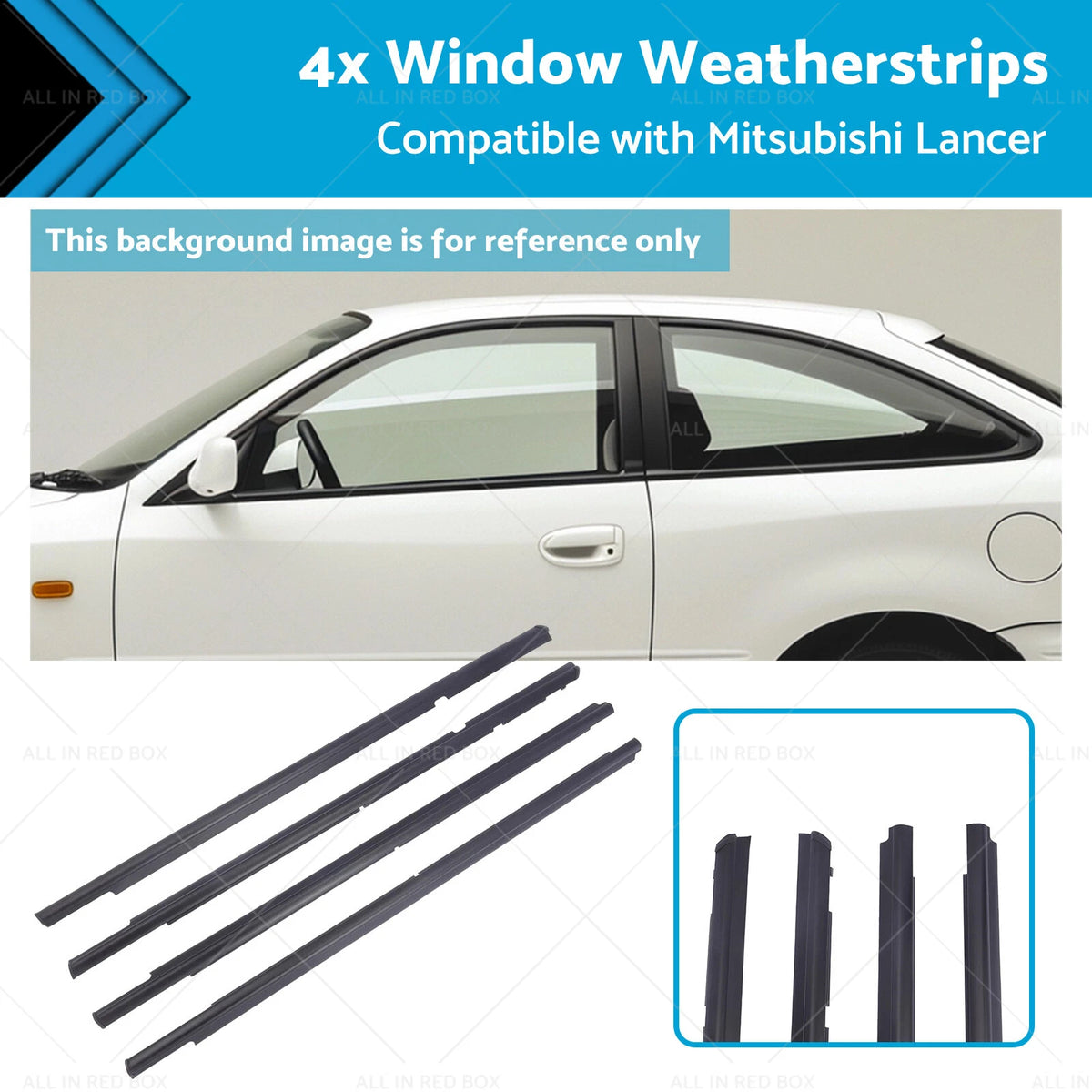 4X Window Weatherstrips Trim Belt Set for Mitsubishi Lancer (2008–2017)
