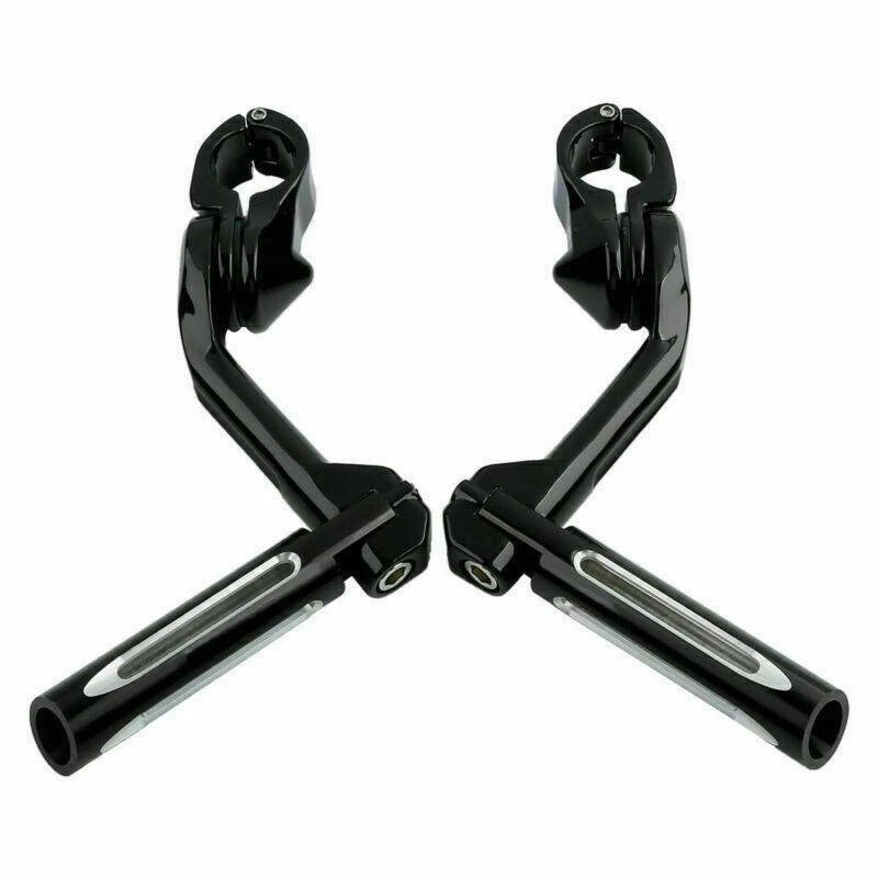 1 1/4" Black Footrest Peg Long Angled Mount Bracket for Harley