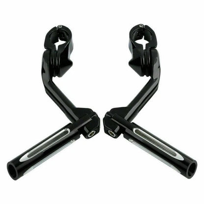 1 1/4" Black Footrest Peg Long Angled Mount Bracket for Harley