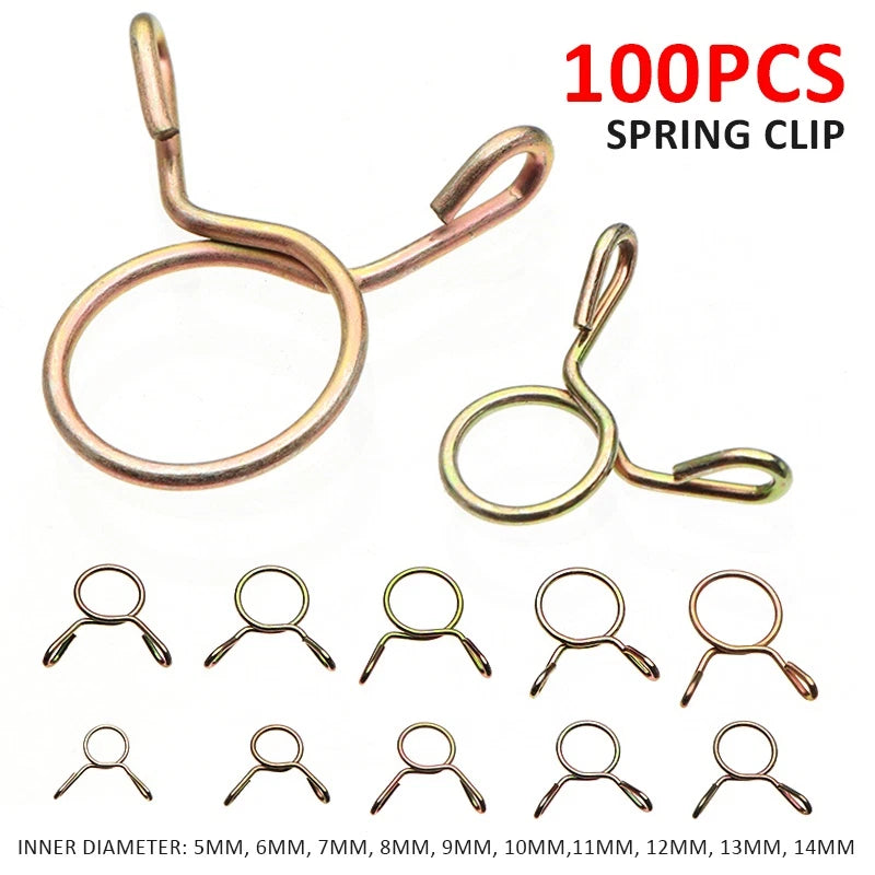 100 Pieces Double Wire Spring Hose Clamps for Universal Applications
