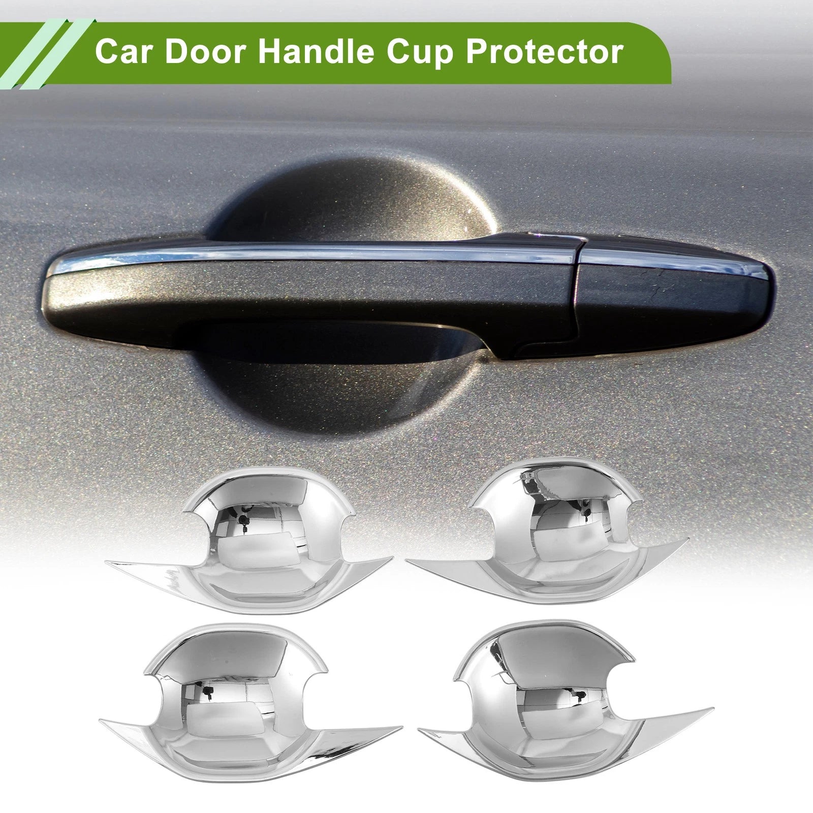 Car Door Handle Cup Protector Kit for Mitsubishi Outlander Chrome Silver (4 Pcs) (2013–2021)