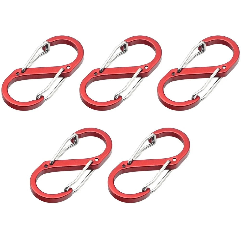 5Pcs Aluminum Carabiner Clips with Spring Loaded Mechanism for Gear