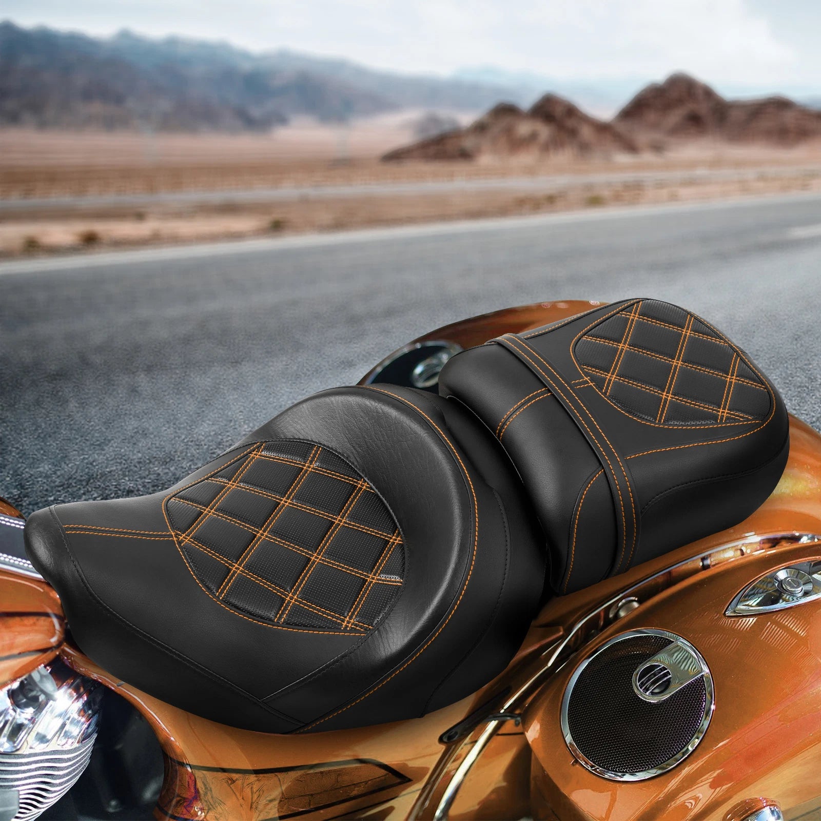 2X Black Two-Up Seat for Indian Chieftain Springfield (2014–2023)
