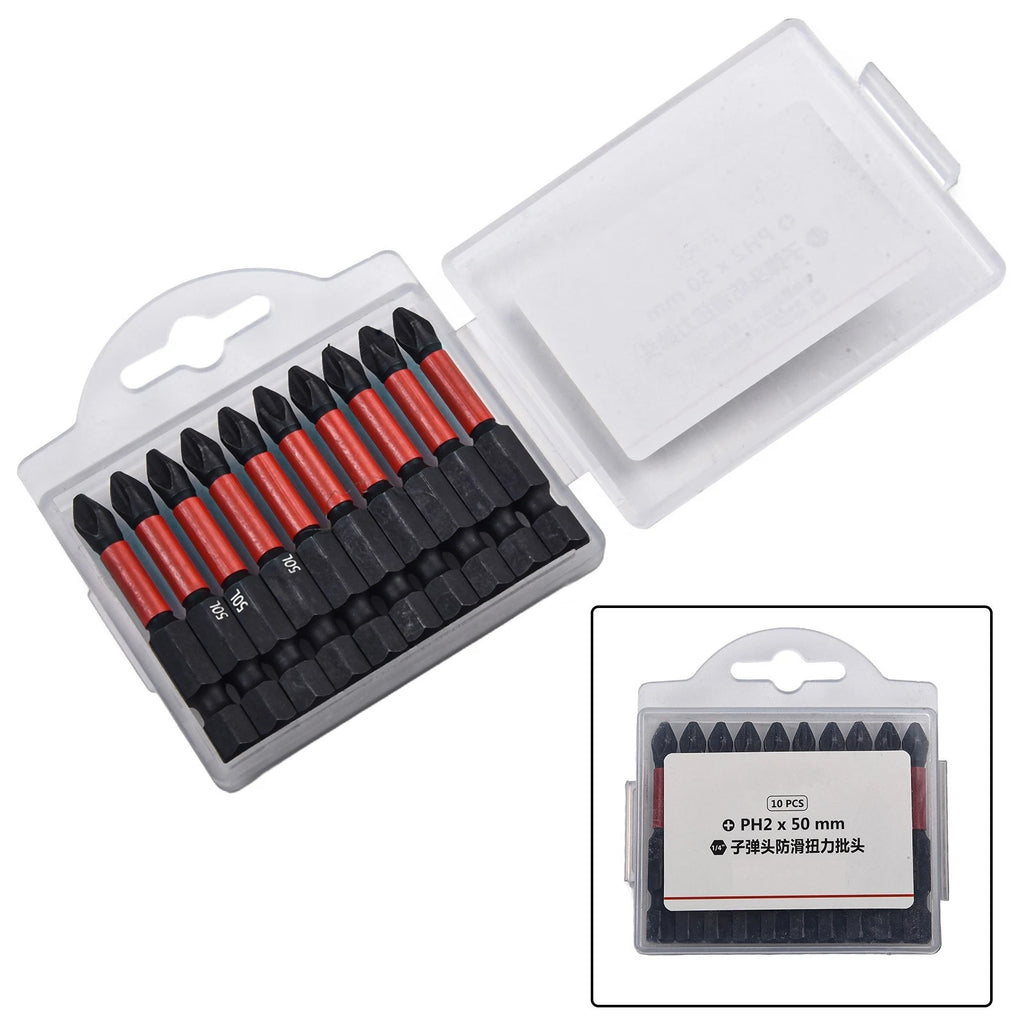 10 Pack PH2 Magnetic Screwdriver Bits for Automotive Use
