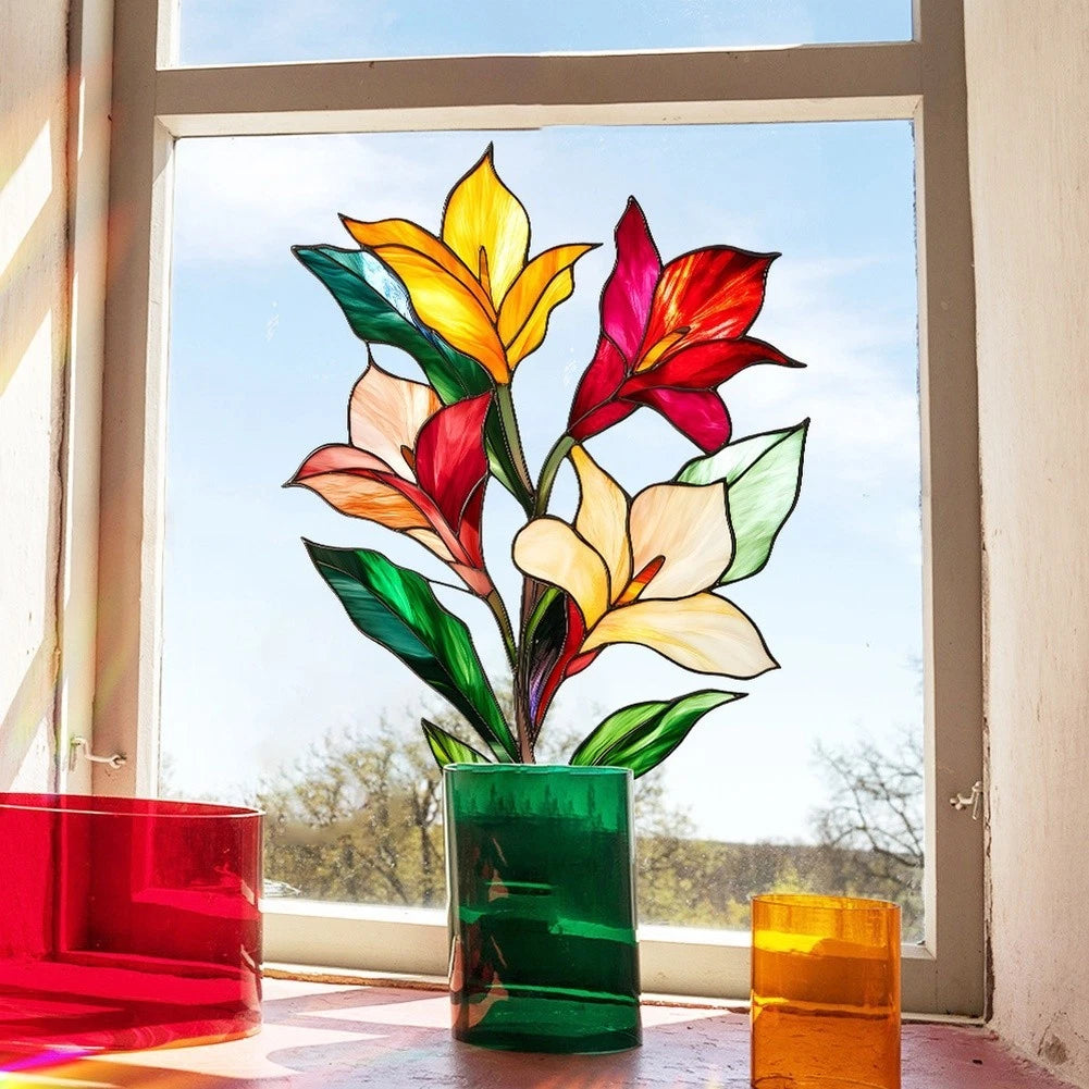 Lily Window Sticker for Balcony (40x29cm) - Waterproof PVC Decal