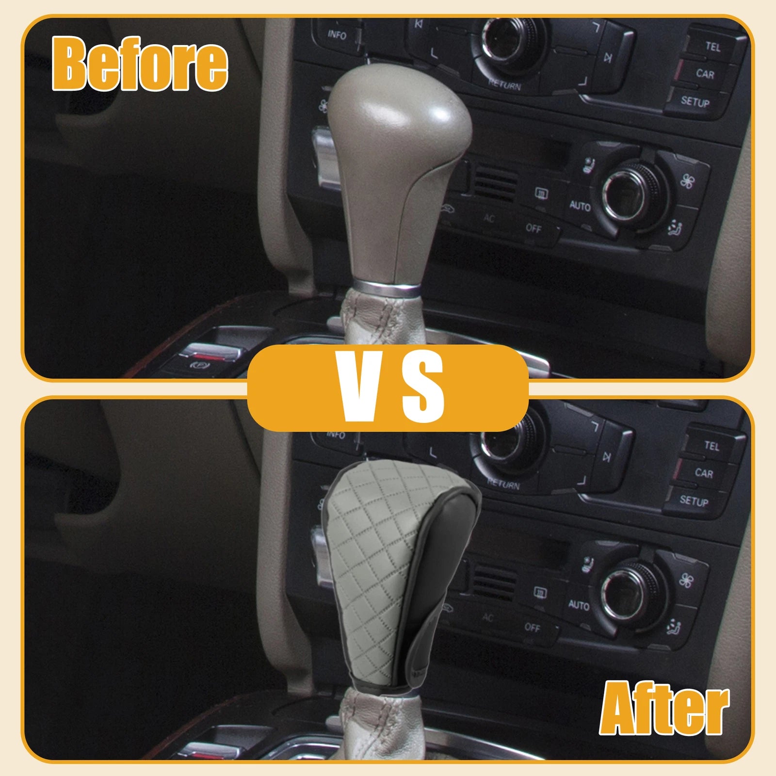 Shift Knob Cover for Universal Cars (Automatic) - Black Gray