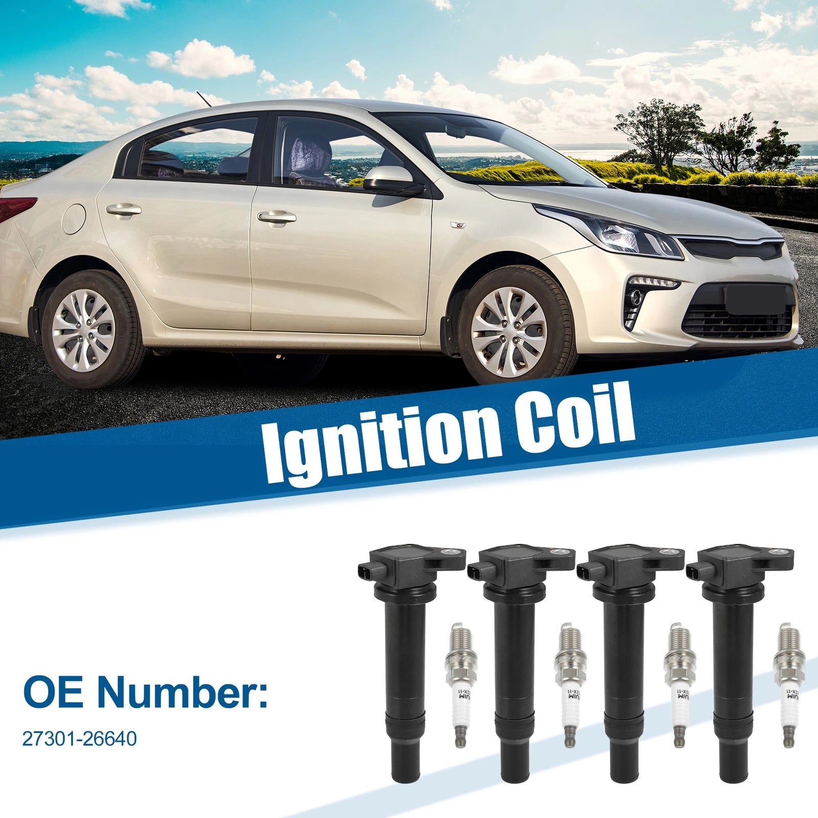 Ignition Coil Pack and Spark Plug Set for Hyundai Accent 1.6 (2010–2017)