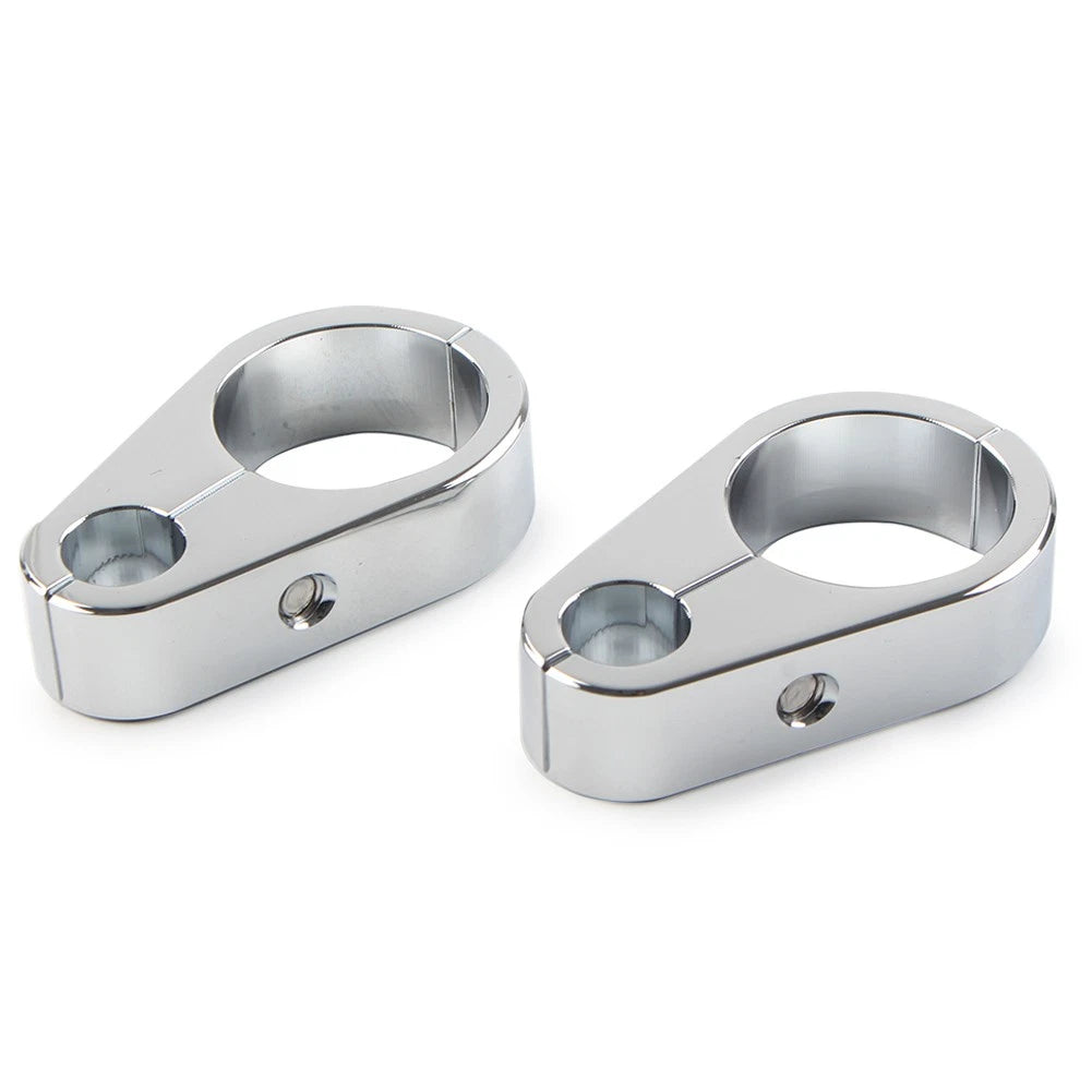 2X Brake Clutch Cable Wire Clamp Clip for Harley (1'' Handlebar, Chrome)