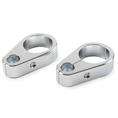2X Brake Clutch Cable Wire Clamp Clip for Harley (1'' Handlebar, Chrome)