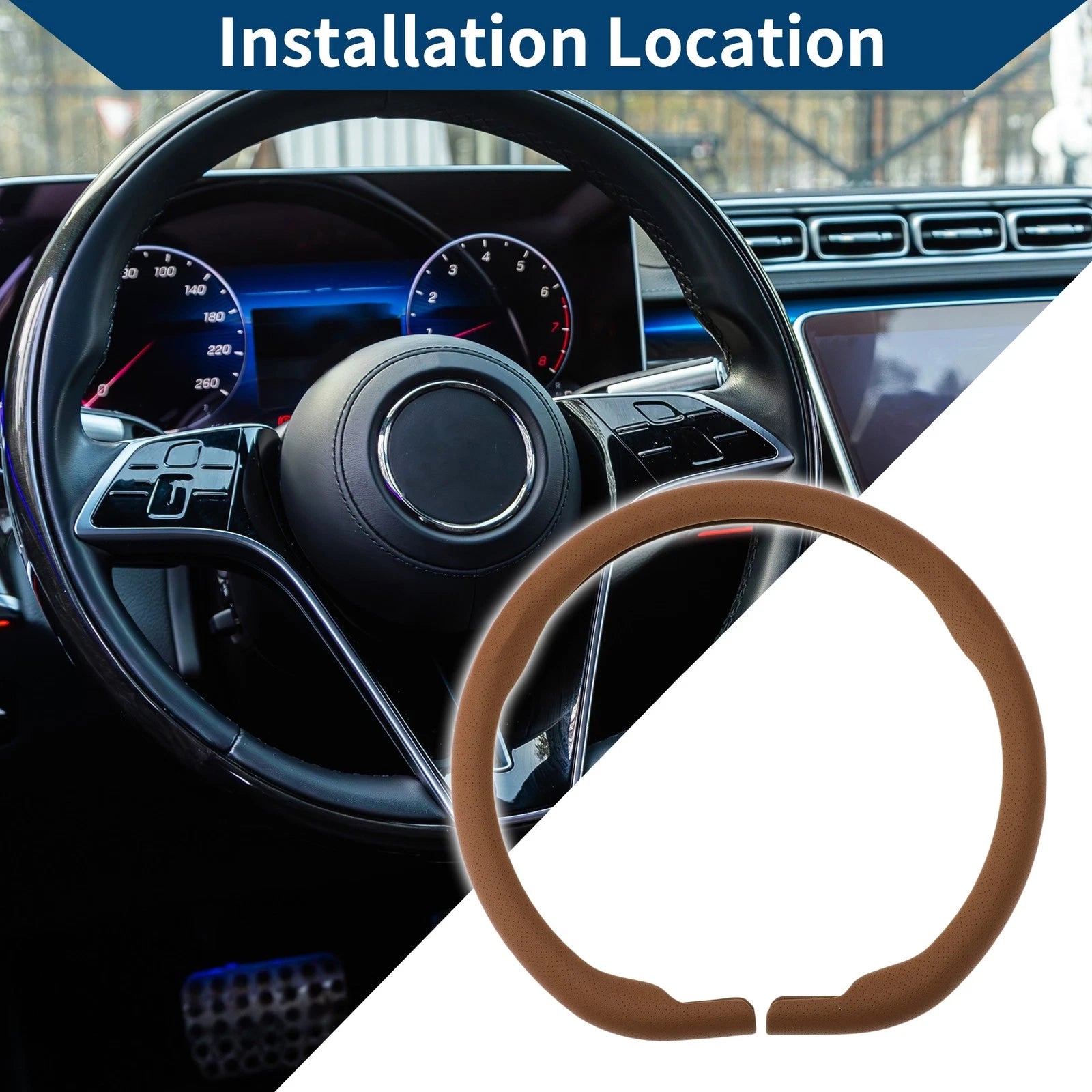 Steering Wheel Cover for Car (14.96", Orange)