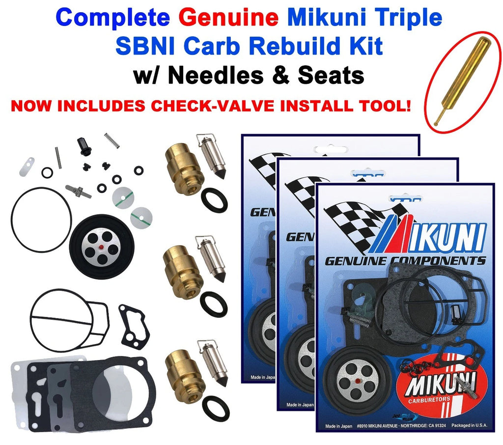 Mikuni Triple Carb Rebuild Kit & Needle Seat for Yamaha XL1200 XLT1200 (1999–2005)