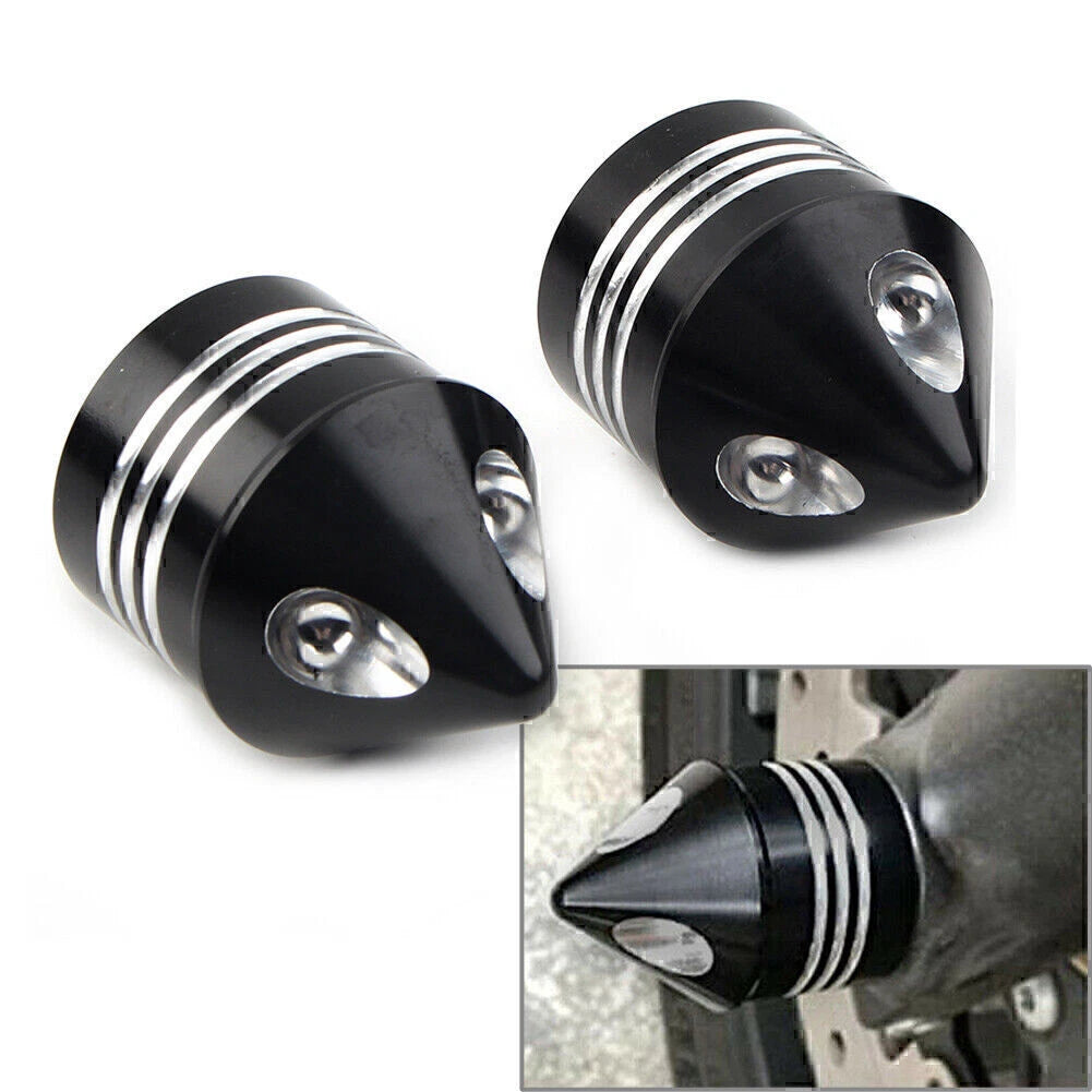 2X Black Front Axle Cap Nut Cover for Harley Electra Glide Sportster (2000–2023)