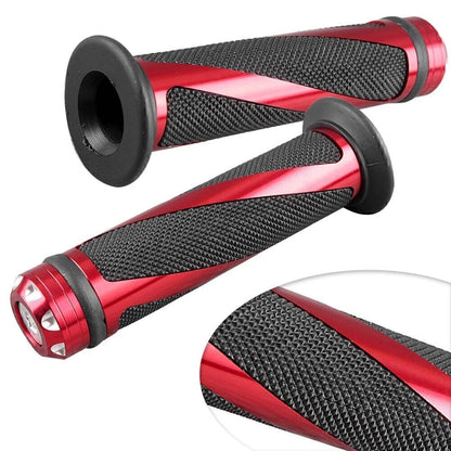 7/8" Gel Rubber Hand Grips for Motorcycle (Black & Red)