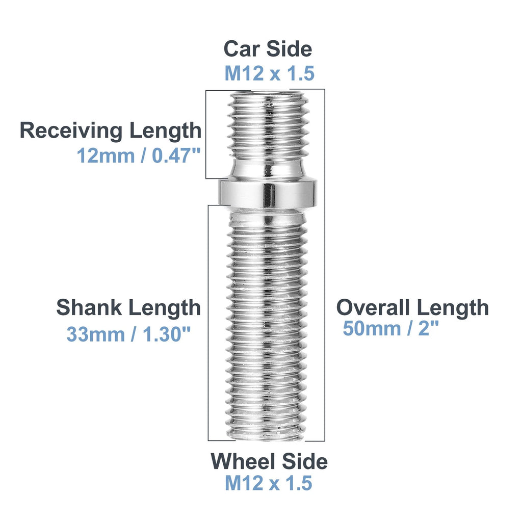 10 Pcs M12x1.5 Wheel Studs for BMW (Silver Tone)