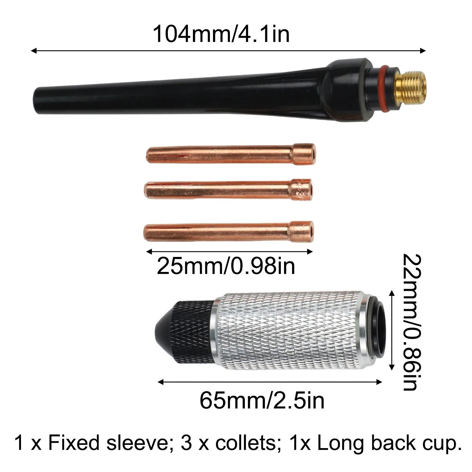 Collet and Long Back Cup Set for TIG Welding (Compatible with )